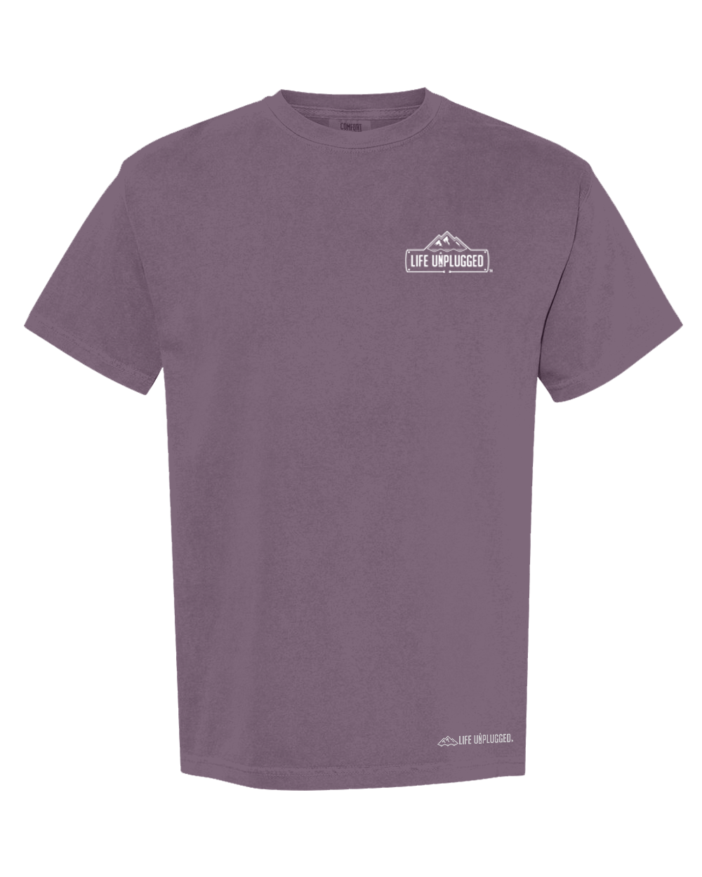 LIFE UNPLUGGED LOGO LEFT CHEST Cotton T-Shirt powered by Comfort Colors® XL - WINE BLOWOUT