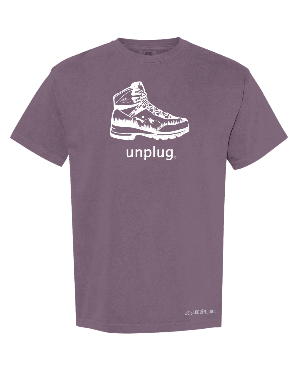 HIKING BOOT MOUNTAIN SCENE Cotton T-Shirt powered by Comfort Colors®