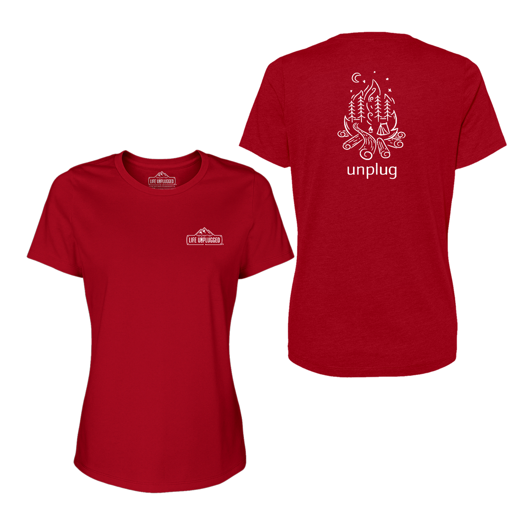 Campfire Camping Scene Women's T-Shirt