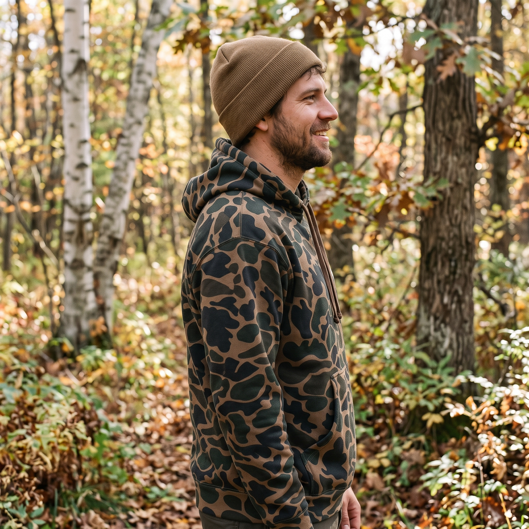 Limited Edition God's Country Duck Camo Heavyweight Hoodie — Side profile