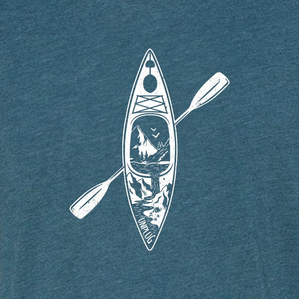 Kayak Mountain Scene Triblend T-Shirt