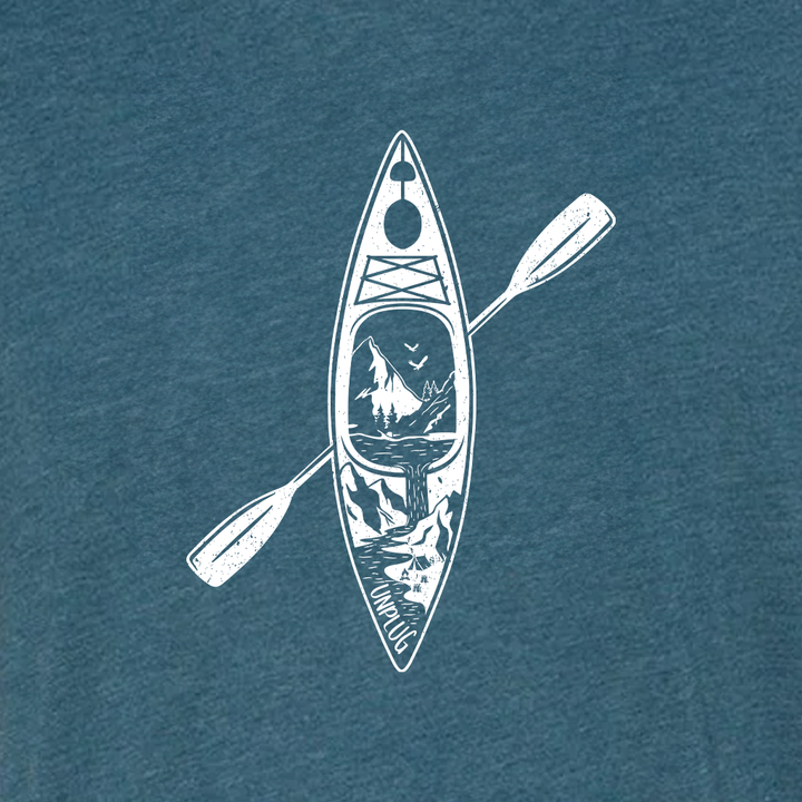 Kayak Mountain Scene Triblend T-Shirt