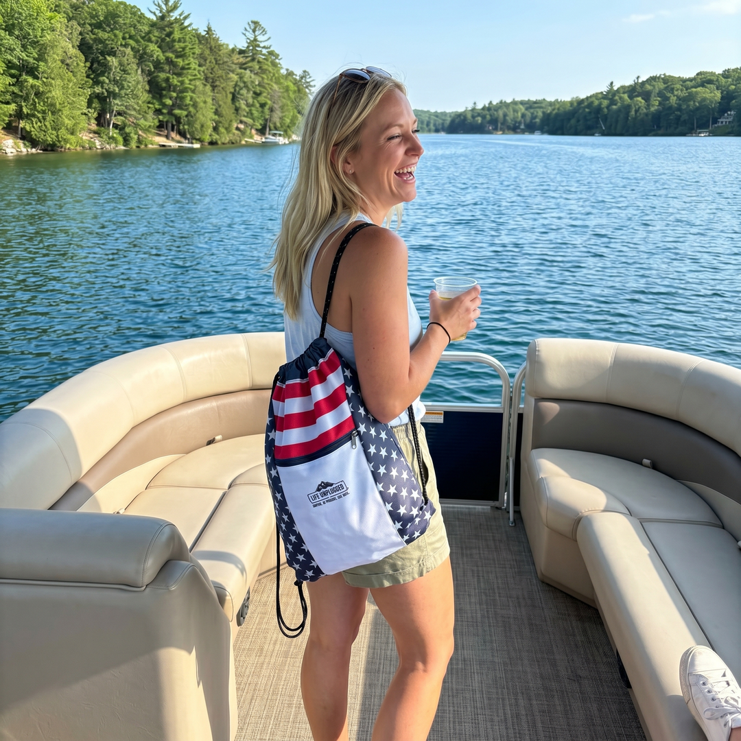Limited Edition American Flag Drawstring Bag