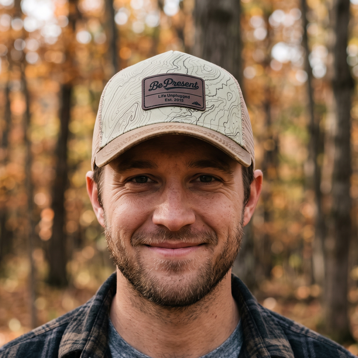 Limited Edition Topographical Rugged Mid Profile Snapback Hat — Front view