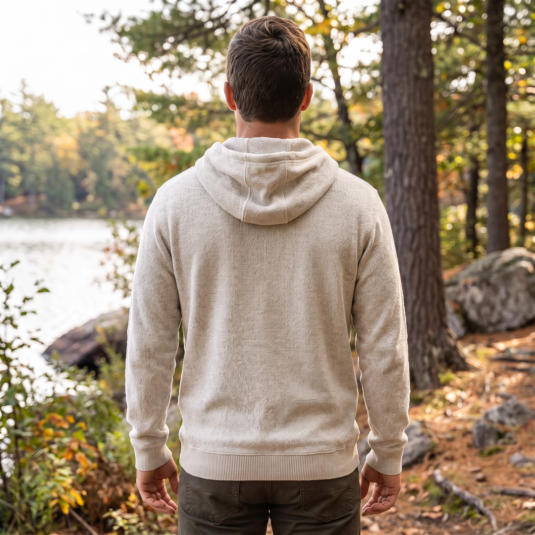 Lakeside Tree Reflection Nantucket Super Soft Sweater Hoodie — Back hero