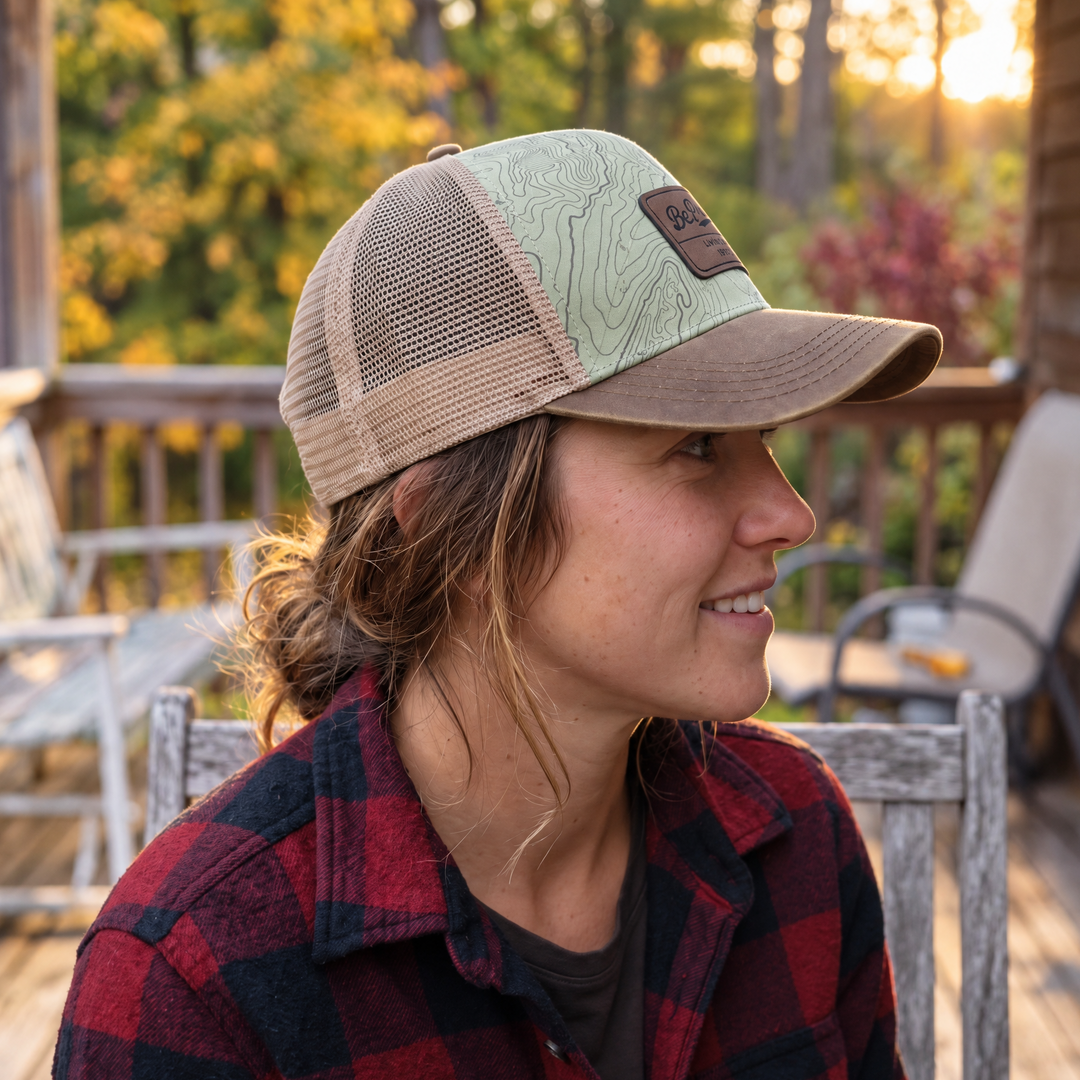 Limited Edition Topographical Rugged Mid Profile Snapback Hat — Side profile