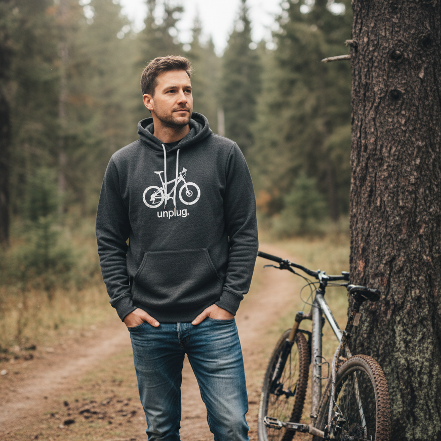 Mountain Bike Super Soft Hoodie HEATHER MAROON / BACK / L