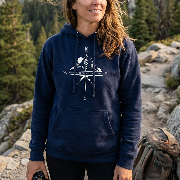 Compass Mountain Scene Heavyweight Hoodie