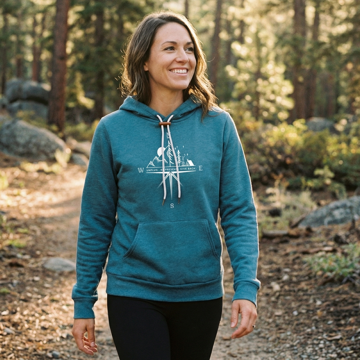 Compass Mountain Scene Super Soft Hoodie