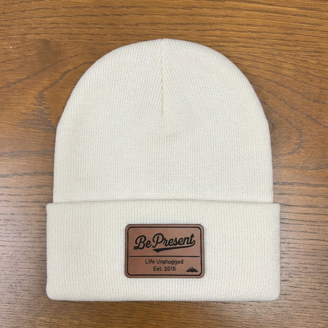 Be Present Winter Leather Patch Beanie