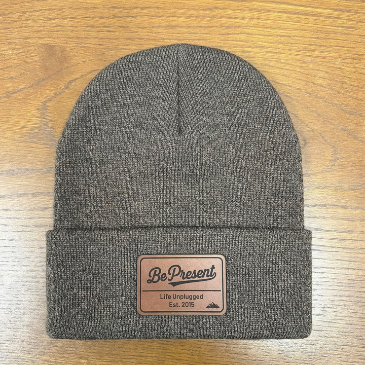 Be Present Winter Leather Patch Beanie
