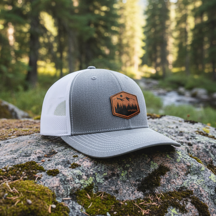 Unplug Mountain Snapback Leather Patch Hat
