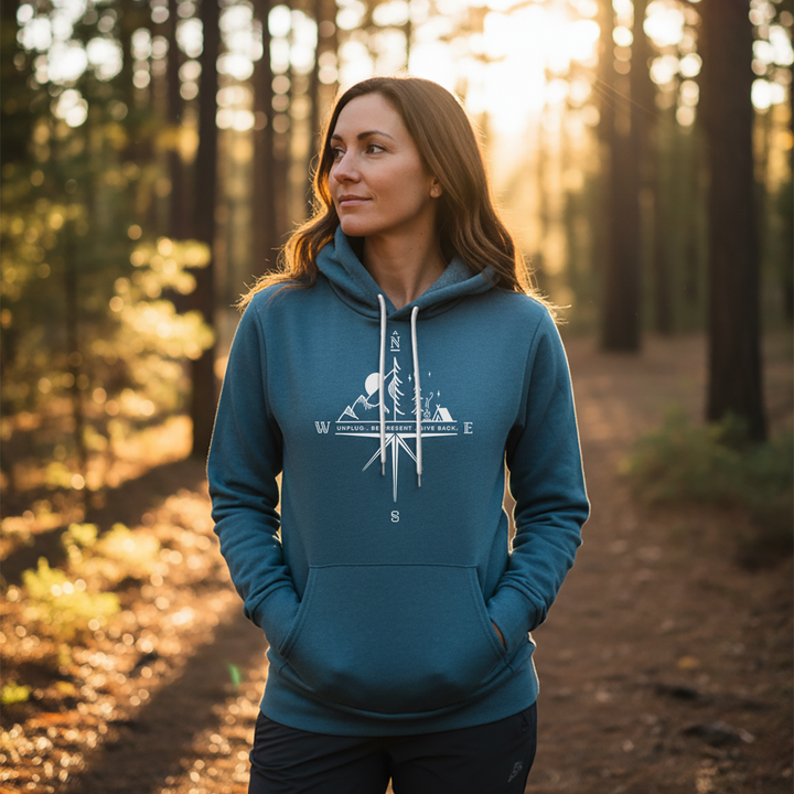 Compass Mountain Scene Super Soft Hoodie