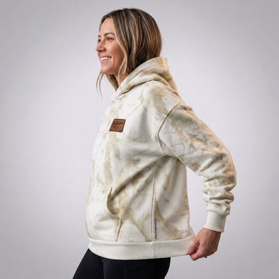 Founder's Select™ White Camo Oversized Heavyweight Hoodie with Be Present Leather Patch