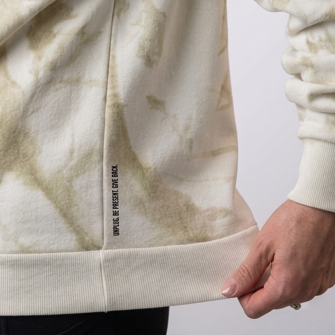 Founder's Select™ White Camo Oversized Heavyweight Hoodie with Be Present Leather Patch