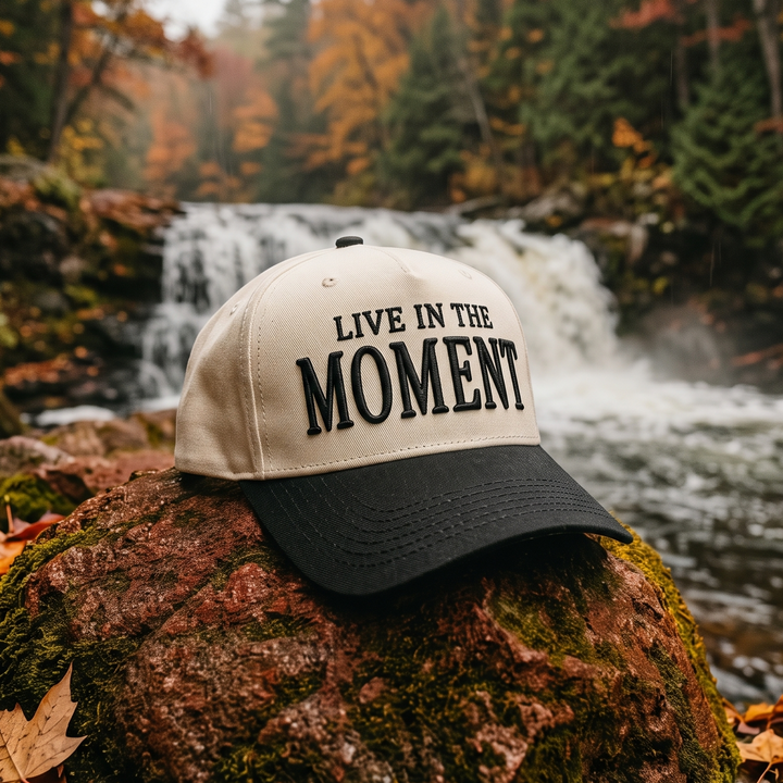 Limited Edition Live in the Moment Two Tone Mid Profile Snapback Baseball Hat