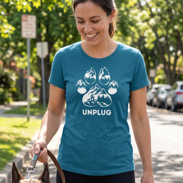 Paw Print Mountain Scene Women's T-Shirt