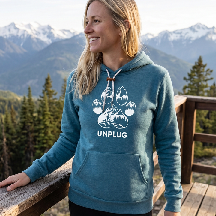 Paw Print Mountain Scene Super Soft Hoodie