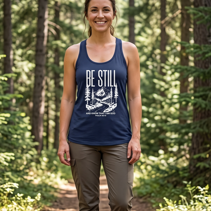 BE STILL AND KNOW Women's Racerback Tank Top