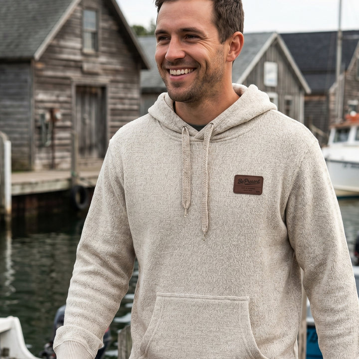 LIMITED EDITION Nantucket Super Soft Sweater Hoodie Be Present Leather Patch