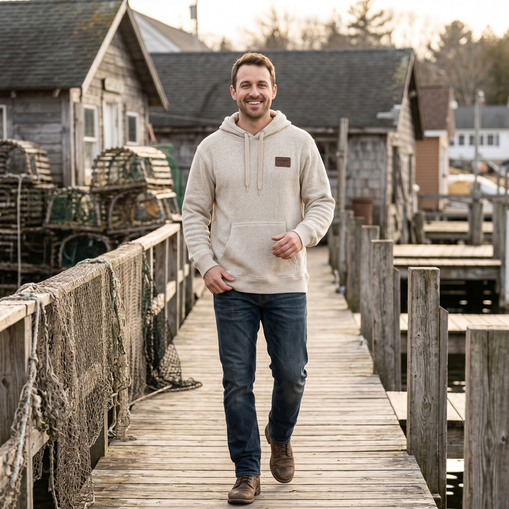 LIMITED EDITION Nantucket Super Soft Sweater Hoodie Be Present Leather Patch