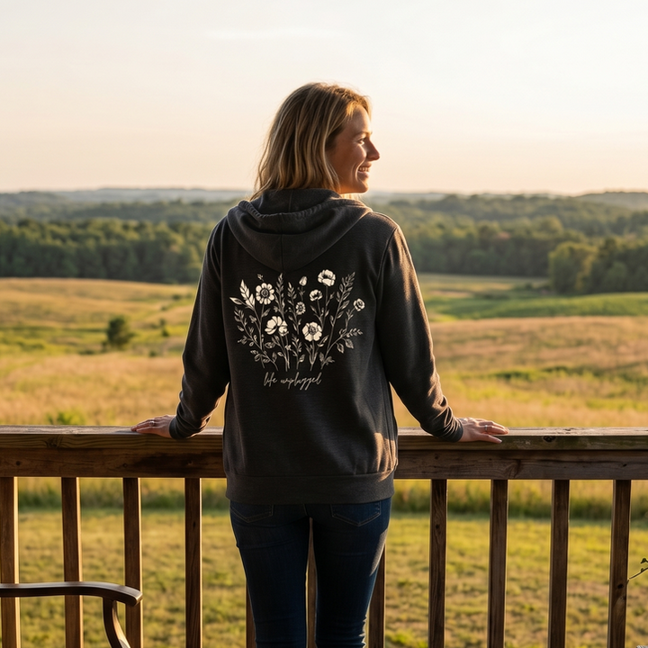 Live in the Moment Wildflower Supersoft Midweight Zip Up Hoodie