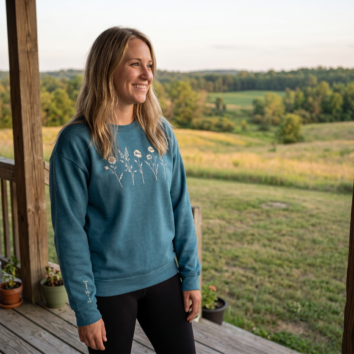 Live in the Moment Wildflower Midweight Super Soft Crewneck