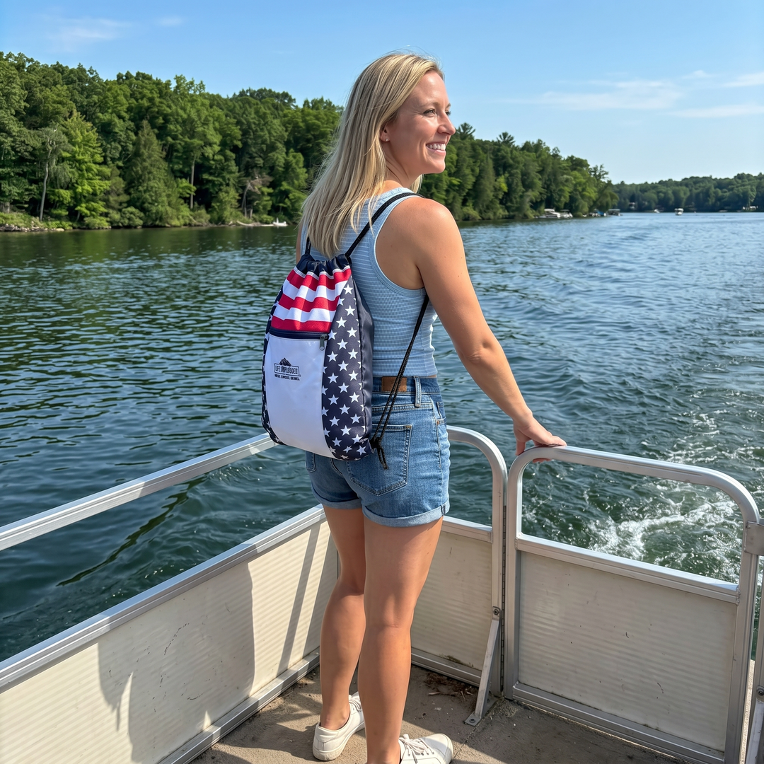 Limited Edition American Flag Drawstring Bag