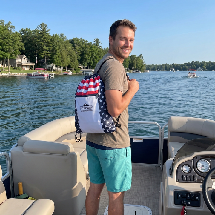 Limited Edition American Flag Drawstring Bag