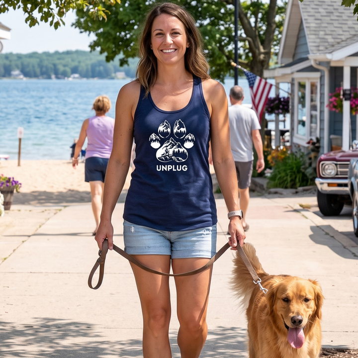 PAW PRINT MOUNTAIN SCENE Women's Racerback Tank Top