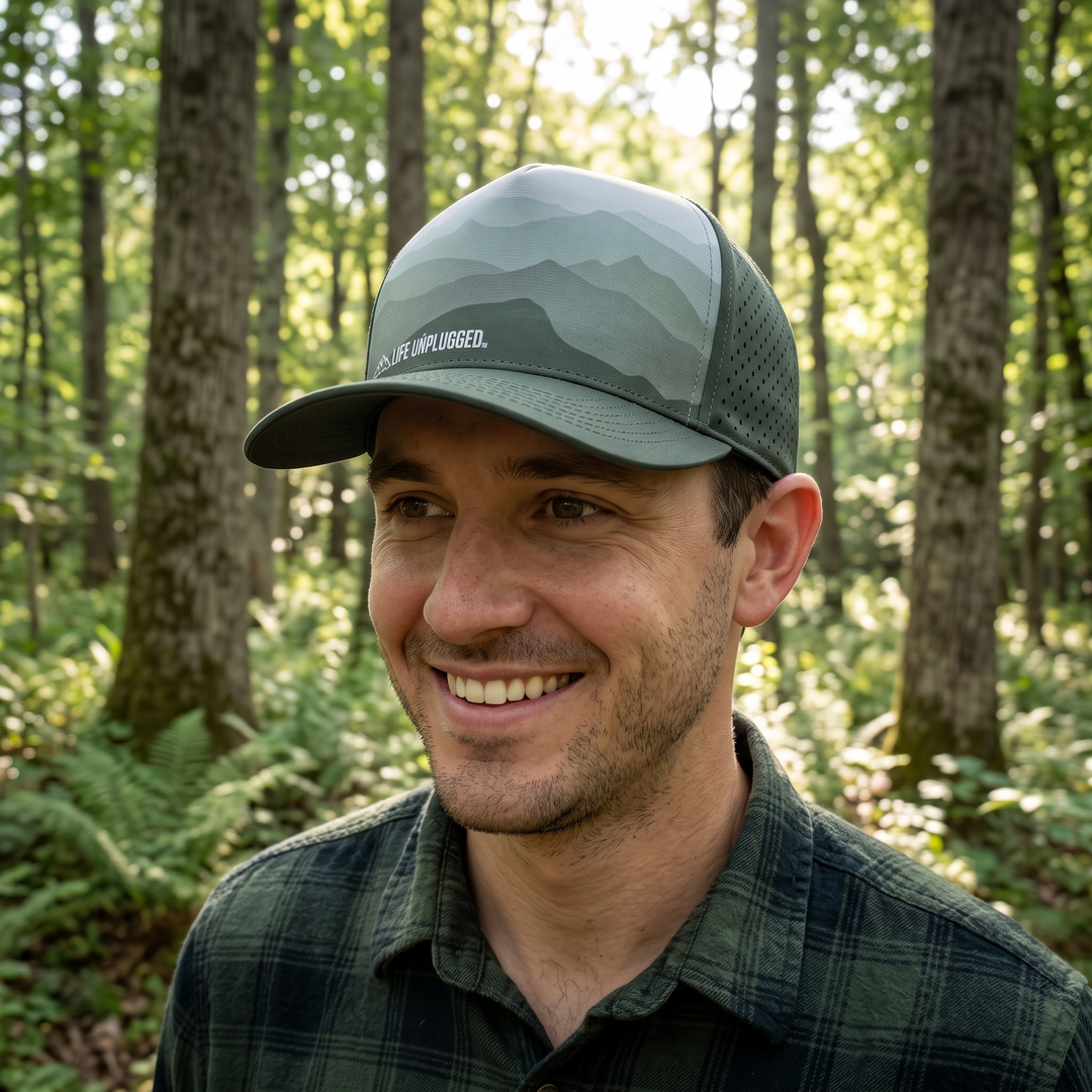 Limited Edition Dark Forest Mountain Range High Crown Performance Snapback