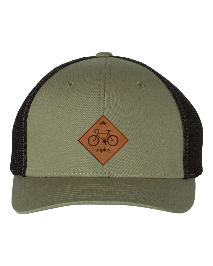 Road Bike Leather Patch Hat - Life Unplugged