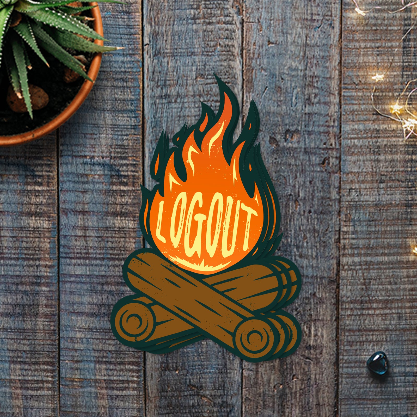 Life Unplugged Sticker Log Out Campfire Vinyl Sticker – Life Unplugged